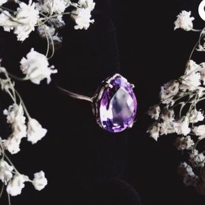 Teardrop Amethyst Sterling Silver Ring